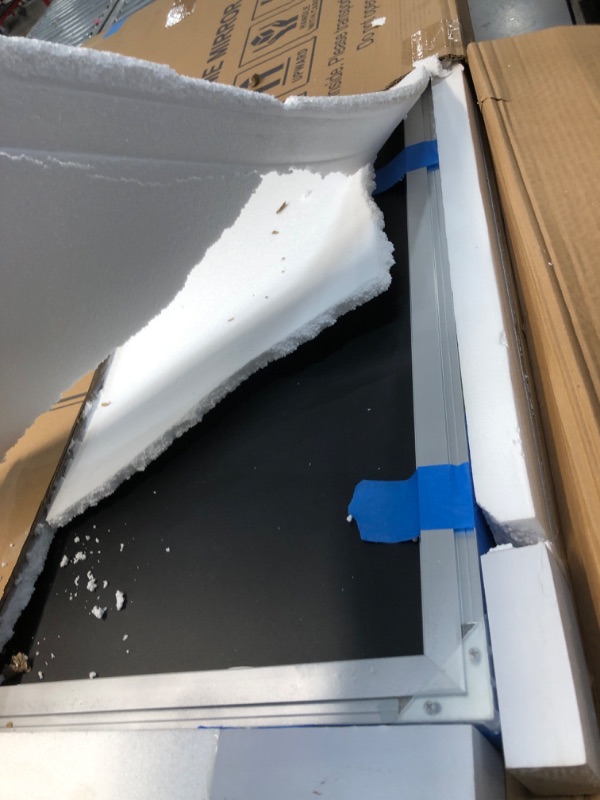 Photo 1 of Keonjinn Brushed Nickel Wall Mirror for Bathroom 60” x 40” Silver Rectangle Bathroom Mirror Large Square Corner Metal Framed Farmhouse Mirror Decorative Rectangular Vanity Mirror(Horizontal/Vertical) Silver 60x40