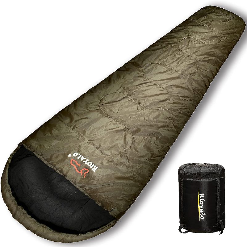 Photo 1 of 0°F 0 Degree Winter Sleeping Bags for Adults Cold Weather | Grand-Teton Big and Tall Mummy Sleeping Bag w Compression Sack for Camping Hiking Backpacking | XL 90.6 in | Up to 6 ft 10 in
