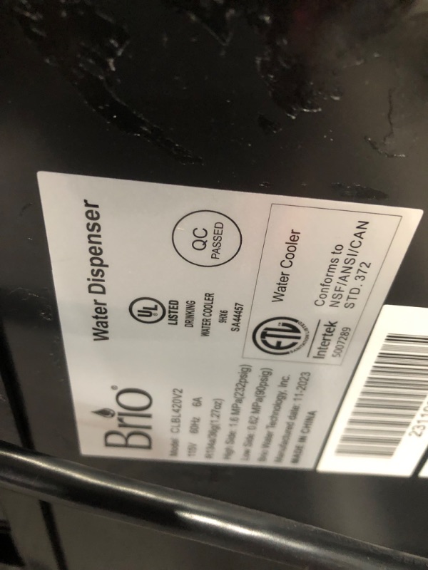 Photo 7 of ***NOT FUNCTIONAL - FOR PARTS ONLY - NONREFUNDABLE - SEE COMMENTS***
Brio Bottom Loading Water Cooler Dispenser for 5 Gallon Bottles - 3 Temperatures with Hot, Room & Cold