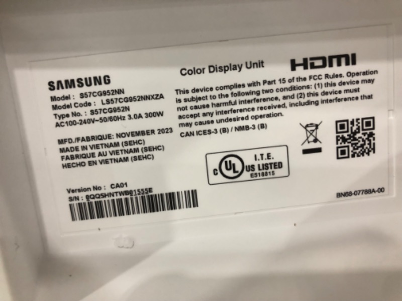 Photo 5 of NON FUNCTIONING MONITOR SAMSUNG 57" Odyssey Neo G9 Series Dual 4K UHD 1000R Curved Gaming Monitor, 240Hz, 1ms with DisplayPort 2.1, Quantum Mini-LED, DisplayHDR 1000, AMD FreeSync Premium Pro, LS57CG952NNXZA, 2023