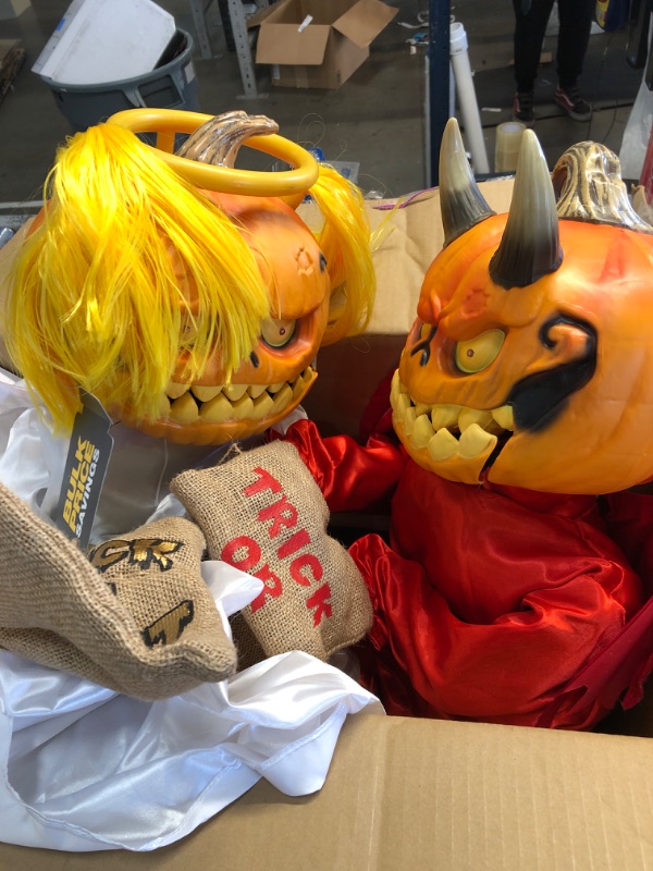 Photo 1 of 3 Ft. Animated Led Interactive Devil Pumpkin Twins |
