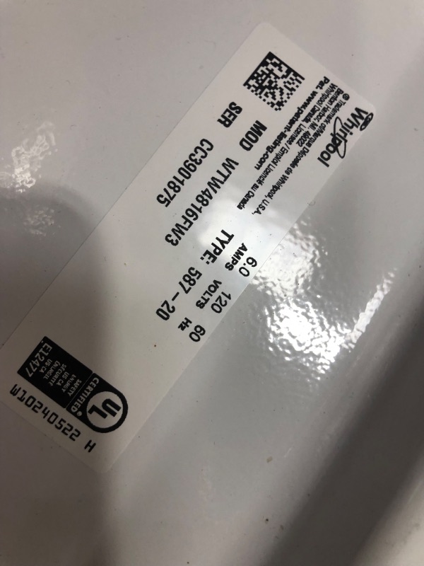 Photo 1 of Whirlpool 3.5-cu ft High Efficiency Agitator Top-Load Washer (White)
