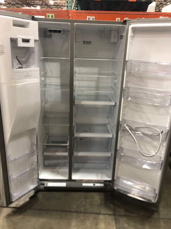 Photo 3 of DENTED FRONT Whirlpool 20.6-cu ft Counter-depth Side-by-Side Refrigerator with Ice Maker (Fingerprint Resistant Stainless Steel)
