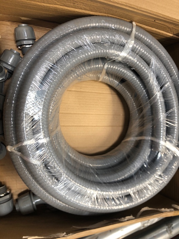 Photo 2 of Feotech Liquid-Tight Conduit and Connector Kit - 3/4 Inch 50 FT Non Metallic Liquid Tight Electrical Conduit with 5 Straight and 5 Angle Fittings 3/4inch 50 Ft