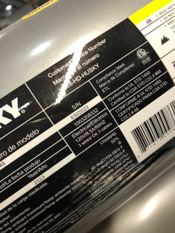 Photo 1 of Husky 4.5 Gal. Portable Electric-Powered Silent Air Compressor