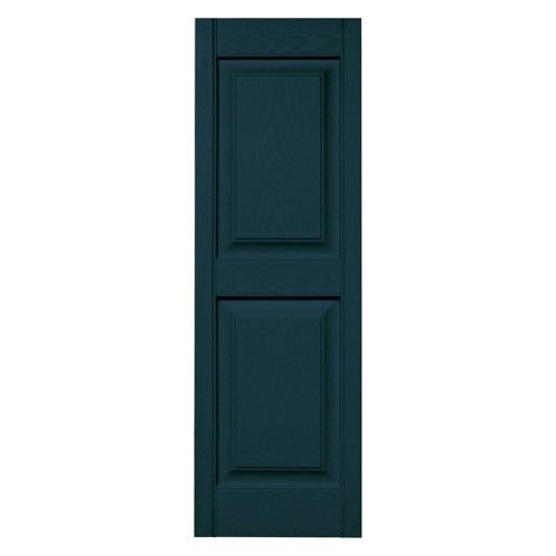 Photo 1 of 15 in. Vinyl Raised Panel Shutters in Midnight Blue - Set of 2 (14.75 in. W X 1 in. D X 70.75 in. H (9.1 Lbs.))
