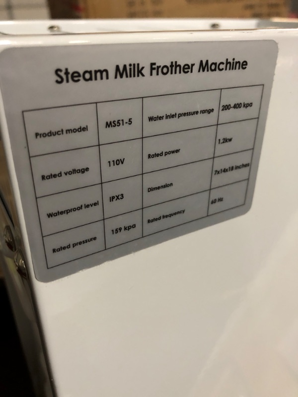 Photo 4 of **NON FUNCTIONAL*FOR PARTS ONLY*
Moonshan Commercial Steam Milk Frother 20s Fast Heating Milk Steamer Machine