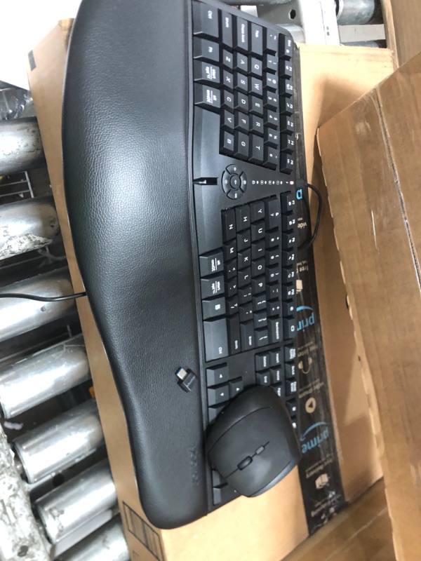 Photo 4 of MEETION Ergonomic Wireless Keyboard and Mouse, Ergo Keyboard with Vertical Mouse, Split Keyboard with Cushioned Wrist, Palm Rest, Natural Typing, Rechargeable, Full Size, Windows/Mac/Computer/Laptop