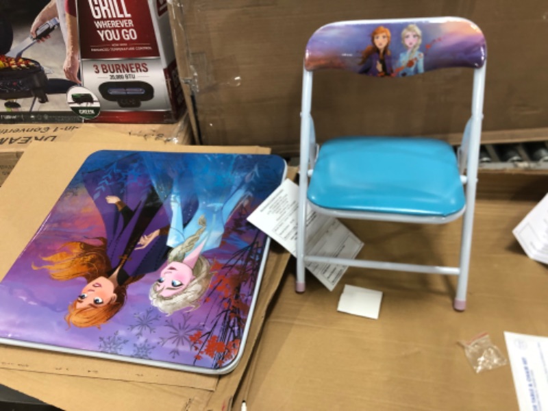 Photo 2 of Disney Frozen Activity Table & Chair Set for Toddlers 24-48M, Includes 1 Table & 1 Chair - Sturdy Metal Construction, Table: 20"L x 20"W x 16.4"H, Chair: 12"L x 11.6"W x 17.7"H - Weight Limit: 70 lbs