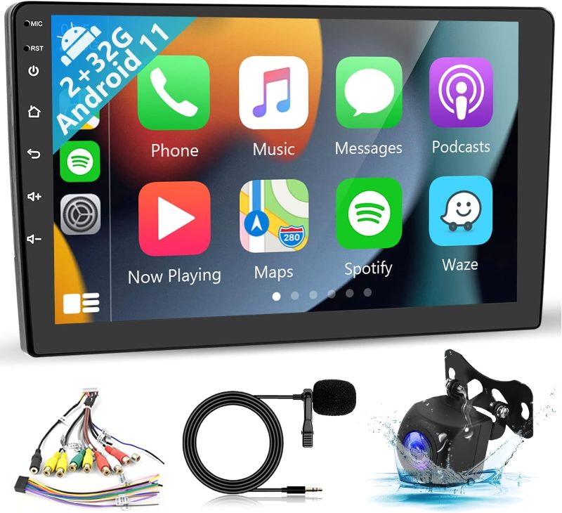 Photo 1 of ***USED - LIKELY MISSING PARTS - UNABLE TO TEST***
 [2+32G] Podofo Android Car Stereo Support Wireless Carplay Android Auto Double Din Radio