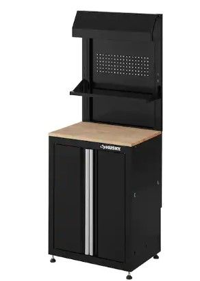 Photo 1 of 3-Piece Ready-to-Assemble Steel Garage Workstation in Black (26.6 in. W x 69.5 in. H x 19.5 in. D)
