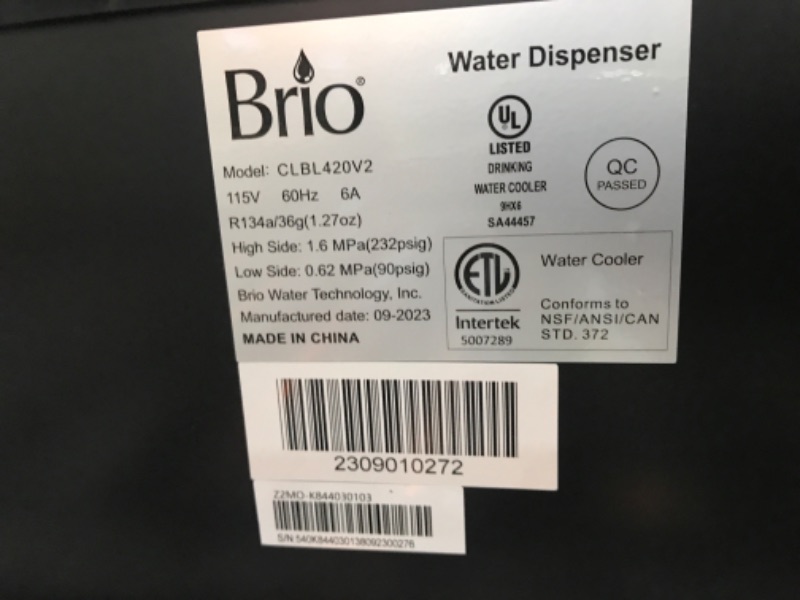 Photo 3 of Brio Bottom Loading Water Cooler Dispenser for 5 Gallon Bottles - 3 Temperatures with Hot, Room & Cold Spouts, Child Safety Lock, LED Display with Empty Bottle Alert, Stainless Steel
