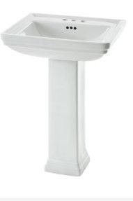 Photo 1 of allen + roth White Vitreous China Transitional Pedestal Sink Combo (22-in x 18.74-in x 33.6-in)
