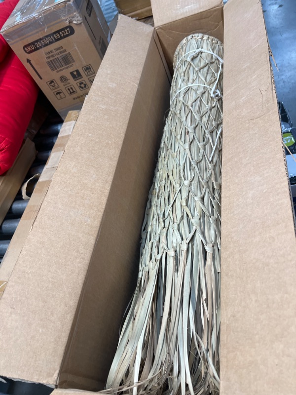 Photo 2 of amaZulu Inc. Mexican Straw Roof Thatch – Palm Thatch Rolls 35'H x 10'L | Duck Blind Grass | Tiki Hut Thatch | Duck Boat Blinds | Palapa Thatch Roofing | Thatch Roofing for Tiki Bar | Tiki Bar Huts 35"H x 10'L