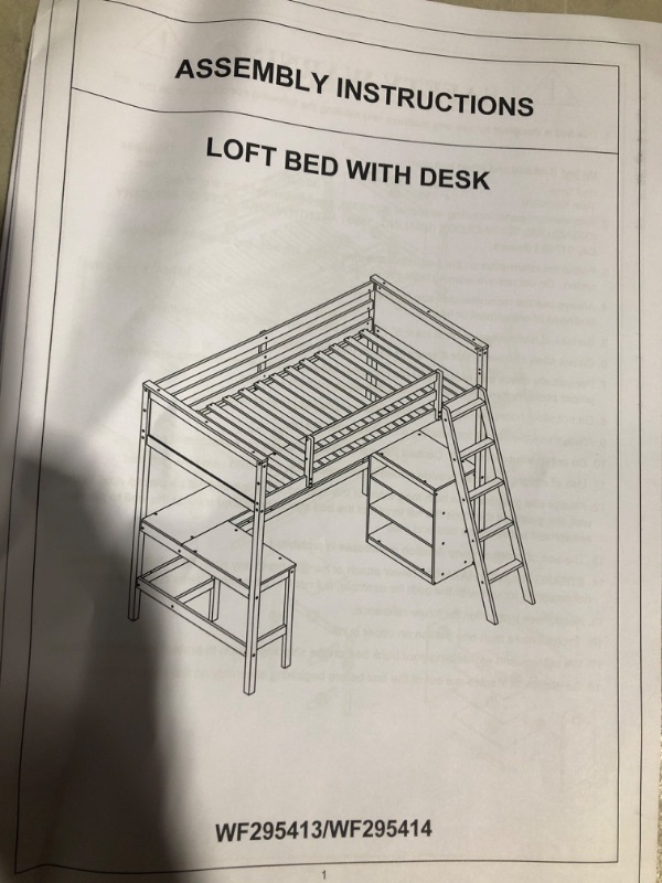 Photo 3 of * see clerk notes * 
Loft Bed with Shelves and Desk, Twin Size Wooden Loft Bed with Full-Length 