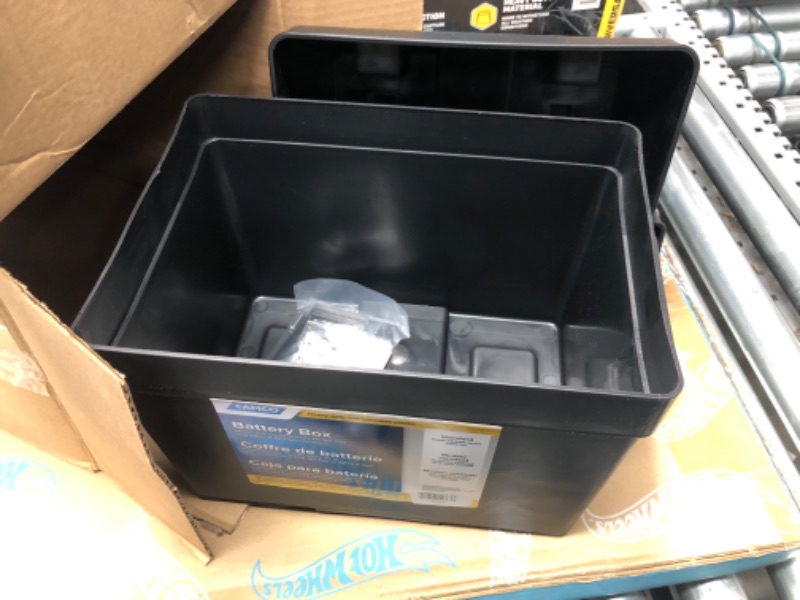 Photo 2 of Camco Heavy Duty Battery Box with Straps and Hardware - Group 24 |Safely Stores RV, Automotive, and Marine Batteries |Durable Anti-Corrosion Material | Measures 7-1/4" x 10-3/4" x 8" | (55363) Frustration Free Packaging Regular Battery Box