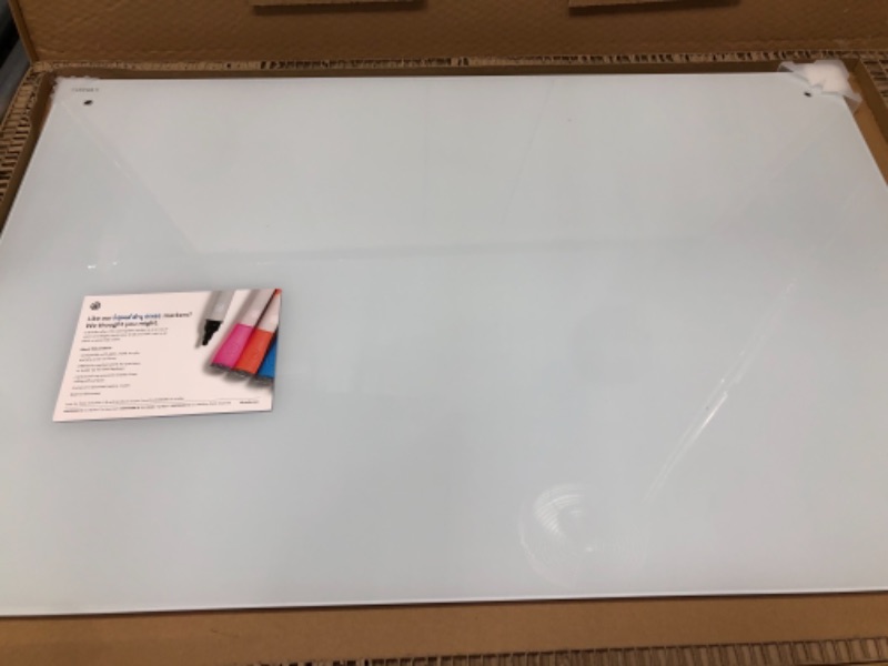 Photo 2 of U Brands Glass Dry Erase Board, 35 x 23 Inches, Frameless & Liquid Glass Board Dry Erase Markers with Erasers, Low Odor, Bullet Tip, Assorted Colors, 12-Count - 2913U00-12 35 X 23 Inches Board + Dry Erase Markers with Erasers