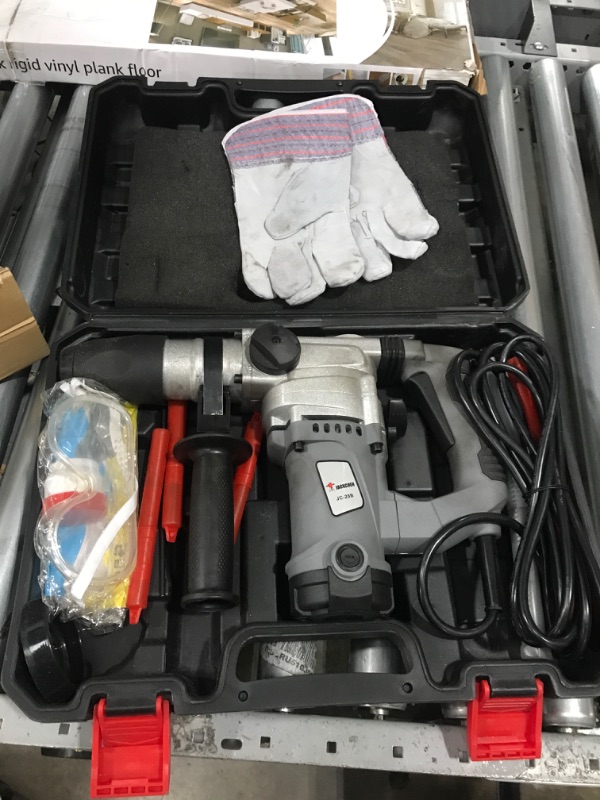 Photo 2 of SDS Plus 110V Rotary Hammer Drill, 11Amp Electric Drill with 3 Functions, Ideal for Concrete and Stones,come with flat and point chisel Grey