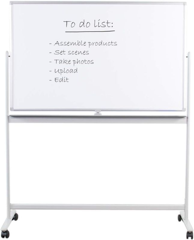 Photo 1 of **SEE NOTES/DAMAGED**
Mobile Dry Erase Board80X120 inches, Double Sided Magnetic Whiteboard, Rolling Stand with Aluminum Frame
