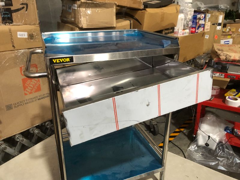 Photo 1 of ***MAJOR DAMAGE - SEE NOTES***
VEVOR Shelf Stainless Steel Utility Cart Catering Cart with Wheels