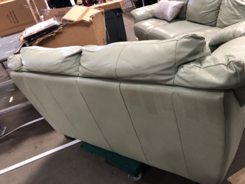 Photo 1 of **unbranded Sage green leather loveseat and couch 