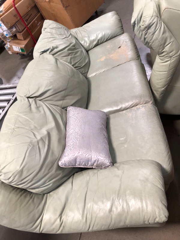 Photo 1 of **unbranded Sage green leather loveseat and couch 