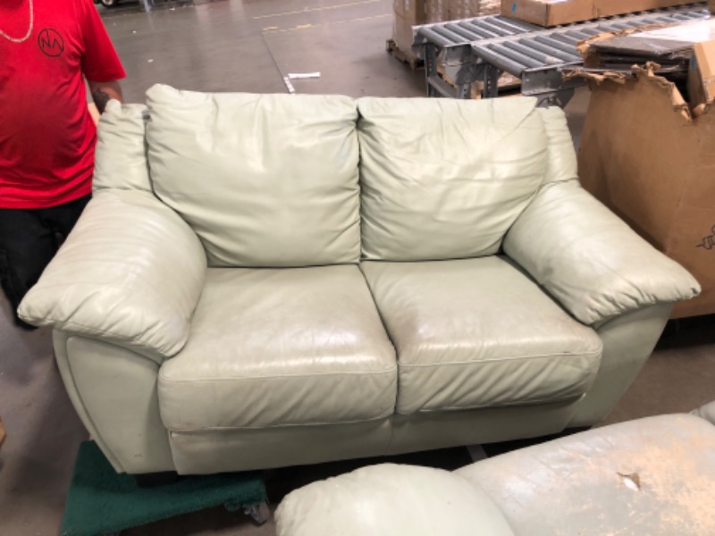 Photo 4 of **unbranded Sage green leather loveseat and couch 