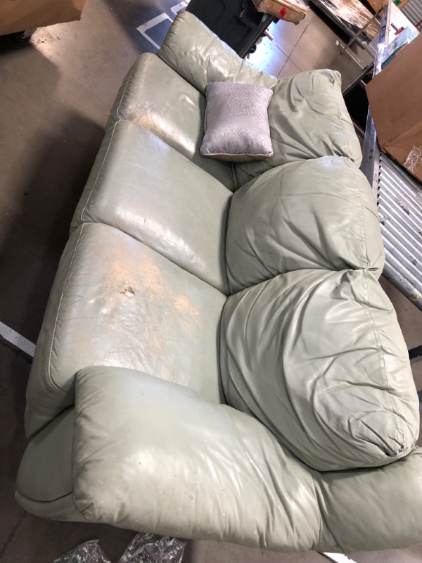 Photo 7 of **unbranded Sage green leather loveseat and couch 