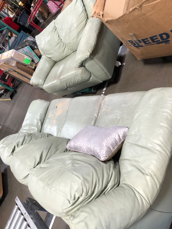 Photo 5 of **unbranded Sage green leather loveseat and couch 