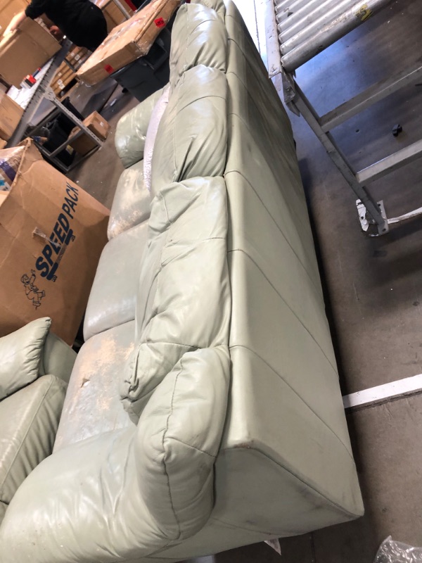 Photo 3 of **unbranded Sage green leather loveseat and couch 