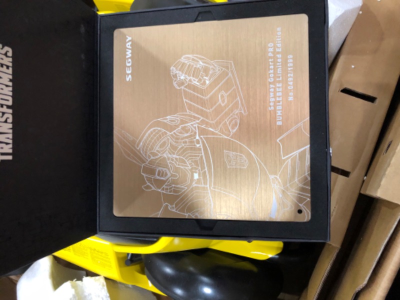 Photo 1 of Segway Transformers Electric GoKart Pro Bumblebee Limited Edition,Yellow & Ninebot S Smart Self-Balancing Electric Scooter with LED Light, Portable and Powerful, White