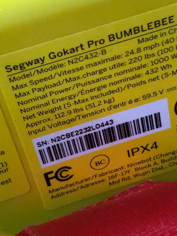 Photo 1 of Segway Transformers Electric GoKart Pro Bumblebee Limited Edition,Yellow & Ninebot S Smart Self-Balancing Electric Scooter with LED Light, Portable and Powerful, White