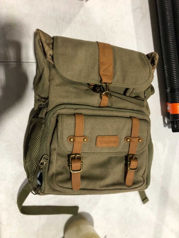Photo 2 of ***USED AND DIRTY - SEE PICTURES***
Endurax Canvas Camera Backpack Bag, Olive Green