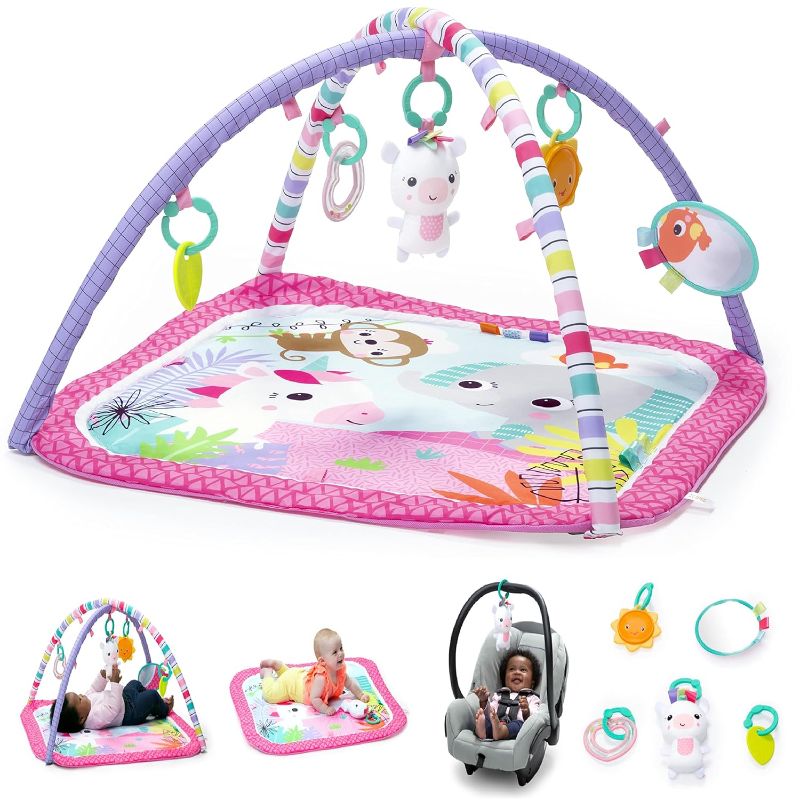 Photo 2 of Bright Starts Unicorn Crew Baby Activity Gym & Play Mat with Taggies, Newborn and up - Pink, 30x30x18 Inch
