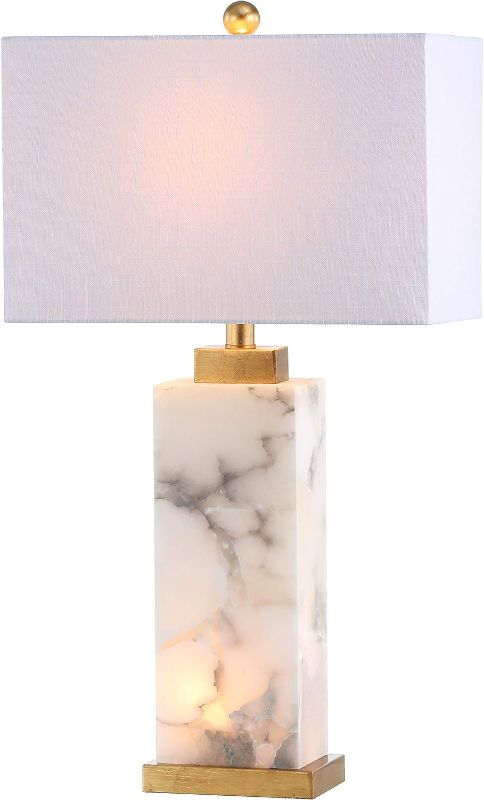 Photo 1 of **FOR PARTS**SEE NOTES**JONATHAN Y JYL6201A Elizabeth 27.5" Alabaster Table Lamp LED Bulb Included, White/Gold Leaf
