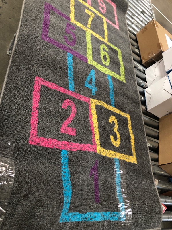Photo 1 of 2.5 x 6 feet Kid's Playroom Runner Rug Non-slip Numbers Hopscotch Pattern Gray

