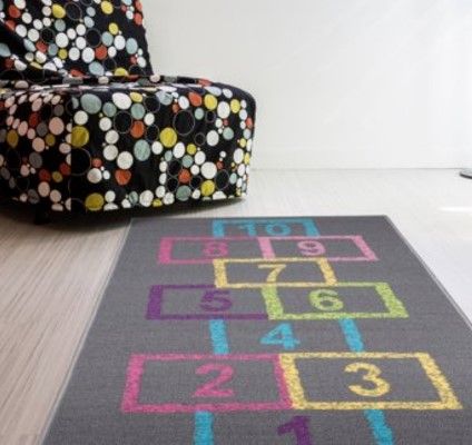 Photo 1 of 2.5 x 6 feet Kid's Playroom Runner Rug Non-slip Numbers Hopscotch Pattern Gray
