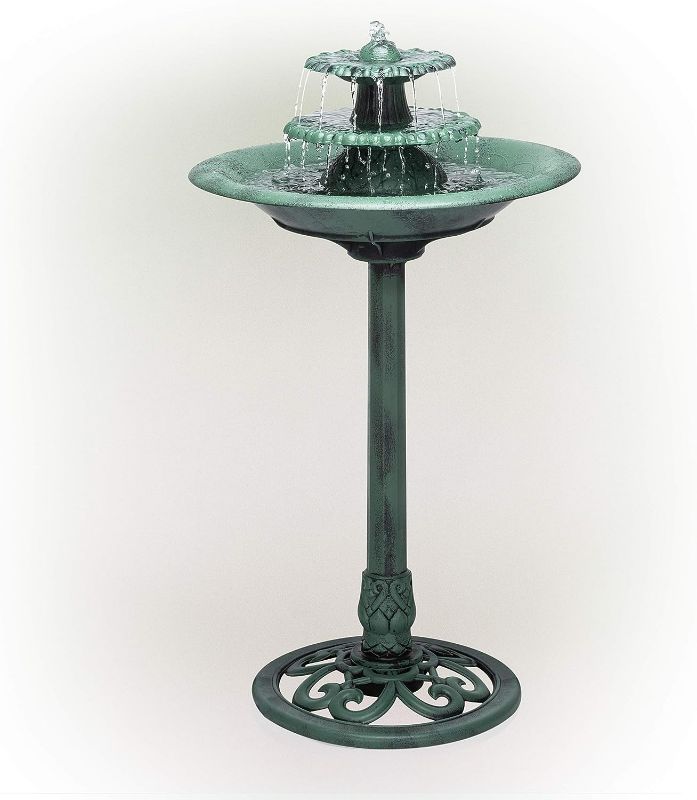 Photo 1 of *DOES NOT FUNCTION-DECORATION ONLY*
Alpine Corporation 35" Tall Outdoor 3-Tiered Pedestal Water Fountain and Birdbath, Green
