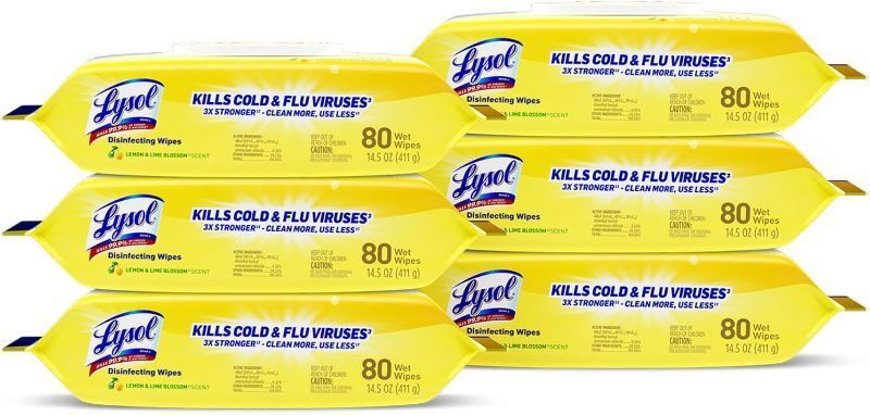 Photo 1 of 
Lysol Disinfecting Wipes, Lemon & Lime Blossom 80 Wipes/Flat Pack, 6 Packs/Carton