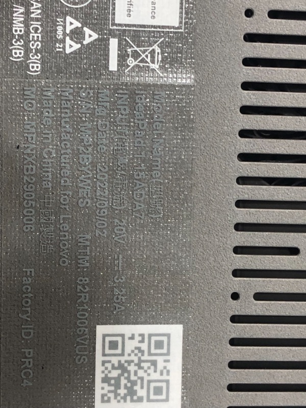 Photo 2 of DAMAGED. PARTS ONLY. NOT FUNCTIONAL. EXTERIOR SCRATCHES.  Lenovo 15.6" Laptop, IdeaPad 1, 20GB RAM, 1TB PCIe SSD, Wi-Fi 6 and Bluetooth 5.1, HDMI, SD Card Reader, 15.6"