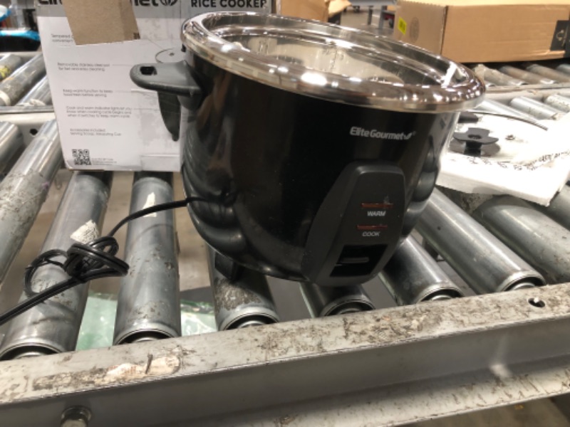 Photo 2 of **MINOR WEAR & TEAR**Elite Gourmet ERC2010B# Electric 10 Cup Rice Cooker with 304 Surgical Grade Stainless Steel Inner Pot Makes Soups, Stews, Grains, Cereals, Keep Warm Feature, 10 cups cooked (5 Cups uncooked), Black 10 Cups Cooked Black