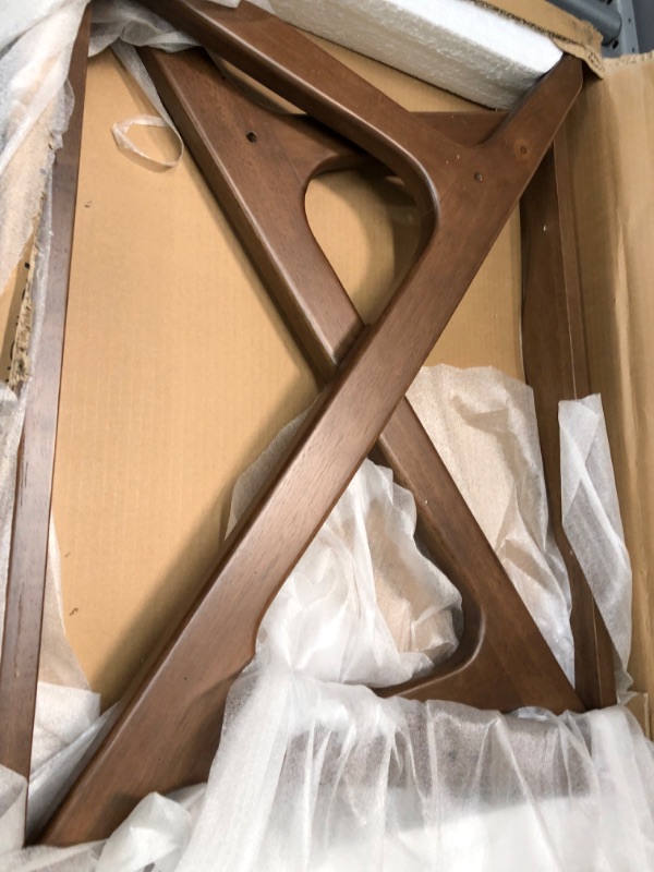 Photo 2 of *IMCOMPLETE BOX 2 OF 2* Omax Decor Zola Accent Arm Chair, Beige/Walnut