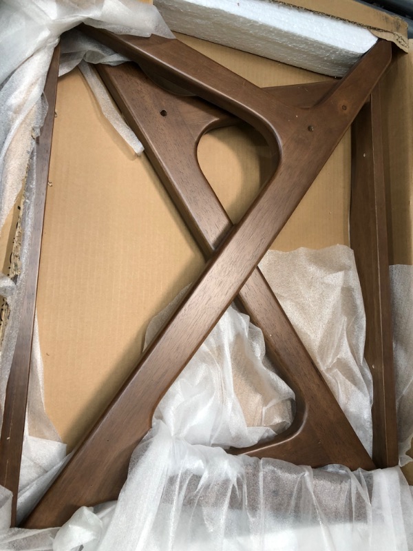 Photo 3 of *IMCOMPLETE BOX 2 OF 2* Omax Decor Zola Accent Arm Chair, Beige/Walnut