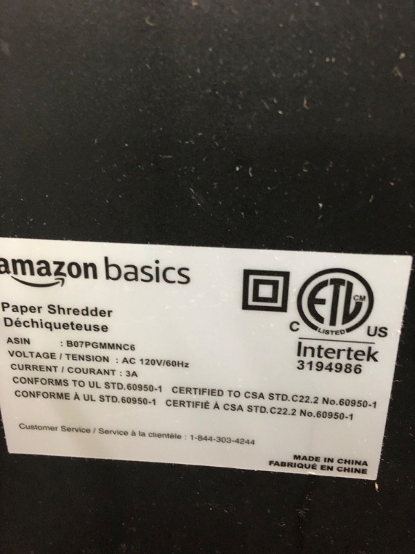 Photo 4 of Amazon Basics 12-Sheet High-Security Micro-Cut Paper, CD, and Credit Card Shredder with Pullout Basket 12 Sheet (original model) Shredder