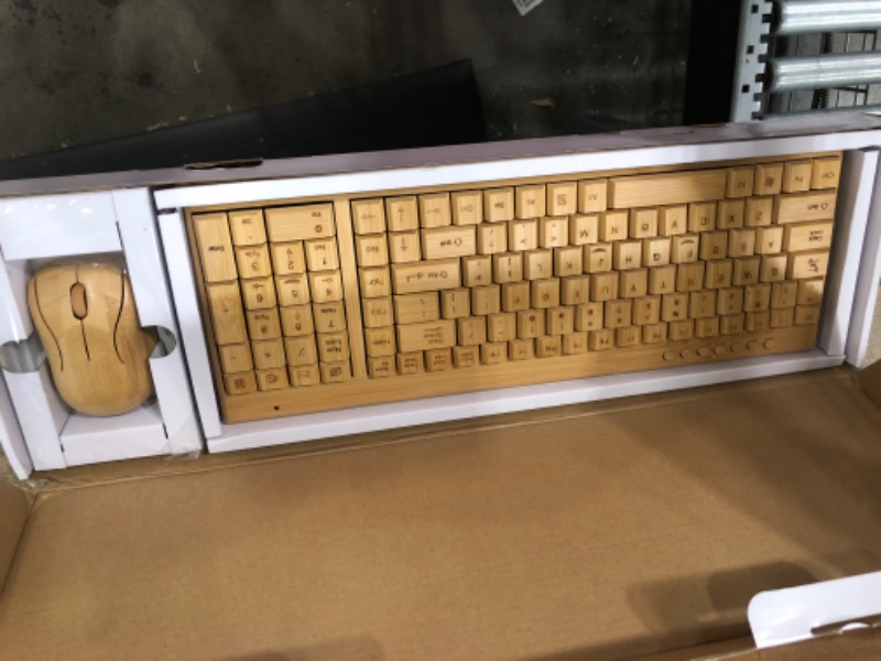 Photo 1 of 2.4G Wireless USB Full Bamboo Keyboard and Mouse, ,Handmade,Eco Friendly,Waterproof Mouse and Keyboard – 1600DPI Compact Cordless Keyboard and 3 Button Mouse