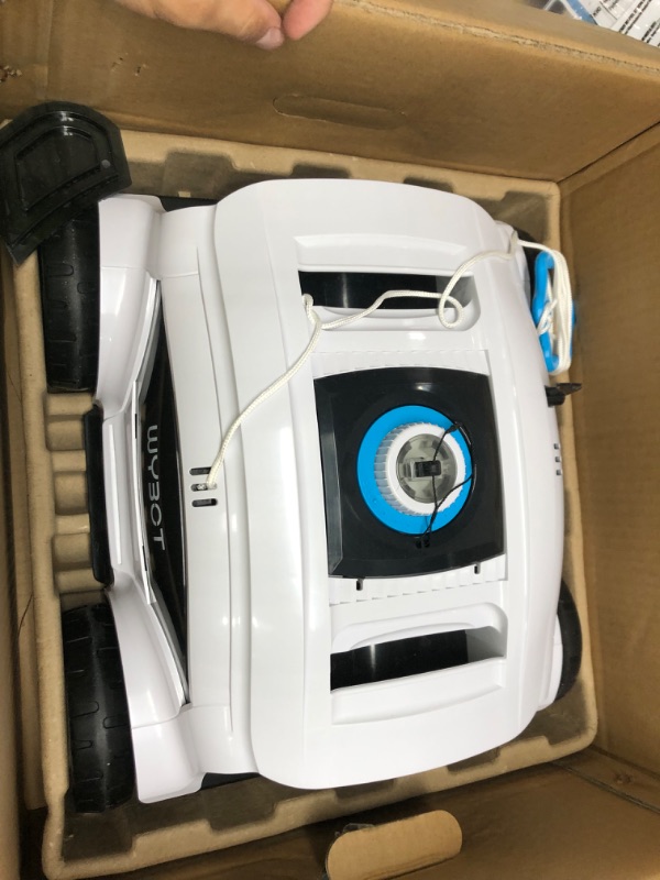 Photo 4 of (PARTS ONLY)WYBOT Futuristic Cordless Robotic Pool Cleaner, Lasts 130Mins, Dirt Detect Technology 3.0, Pool Vacuum for Above/In Ground Pools, Strong Suction, LED Indicator, Ideal for Pools Up to 1300 Sq.ft White