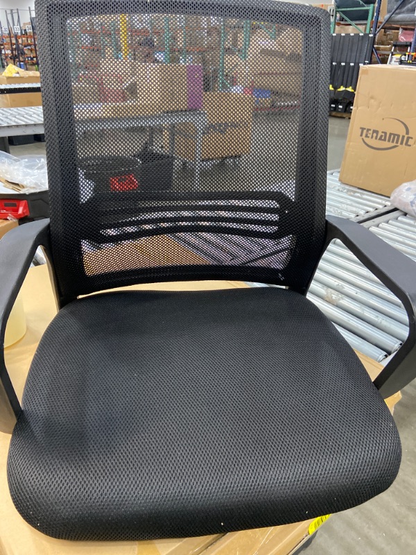 Photo 2 of Mid-Back Mesh Drafting Chair - Tall Office Chair with Armrest Standing Desk Chair Counter Height with Adjustable Foot Ring (Black)