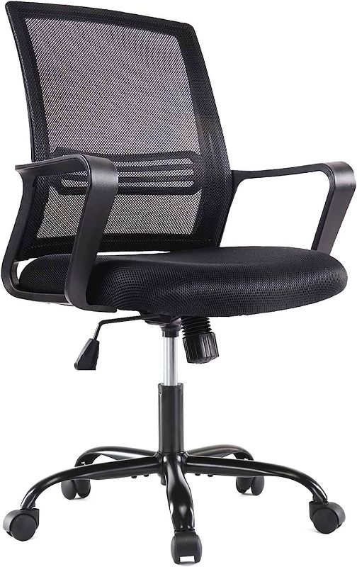 Photo 1 of Smugdesk Ergonomic Mid Back Breathable Mesh Swivel Desk Chair with Adjustable Height and Lumbar Support Armrest for Home, Office, and Study, Black
