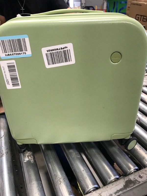Photo 1 of Carry On Luggage, 18” Suitcase with Front Laptop Pocket, Travel Luggage Aluminum Frame PC Hardside with Spinner Wheels & TSA Lock and Cover (Not for Underseat)-Avocado Green
