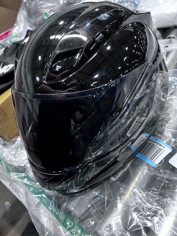 Photo 2 of 1Storm Motorcycle Bike Full Face Helmet Mechanic Skull: HJDJ11 Glossy Black (Smoke Shield) X-Large